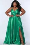 Sydney's Closet Satin A-line Sweetheart Lace-up Plus Size Evening Gown In Lime
