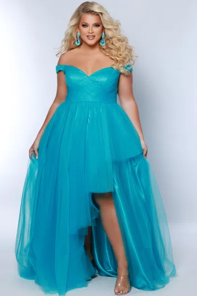 Sydney's Closet Sydney Closet Sc7388 A Line High Low Plus Size Prom Dress In Multi
