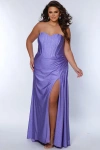 Sydney's Closet Strapless Corset Bodice Sweetheart Neckline Plus Size Gown In Lilac