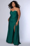 Sydney's Closet Strapless Corset Slim Fitted Plus Size Gown In Emerald