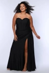 Sydney's Closet Strapless Corset Slim Fitted Plus Size Gown In Onyx