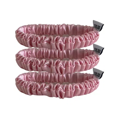 Sylki Women's Pink Silk Hair Ties - Three Pack - Handmade
