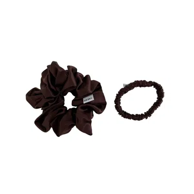 Sylki Women's Silk Scrunchie Bundle - Brown