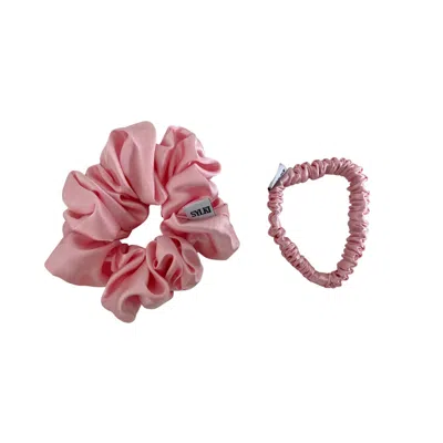 Sylki Women's Silk Scrunchie Bundle - Pink