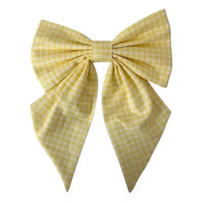 Sylki Women's Yellow / Orange Hair Bow Clip - Yellow Gingham