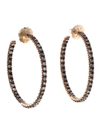 Pre-owned Sylva & Cie 14k 6.27ctw Diamond Hoop Earrings In Multicolor