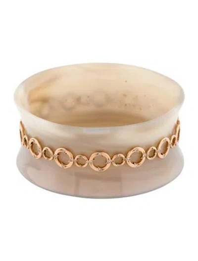 Pre-owned Sylva & Cie 14k Diamond & Agate Bangle Bracelet, 8" In Multi