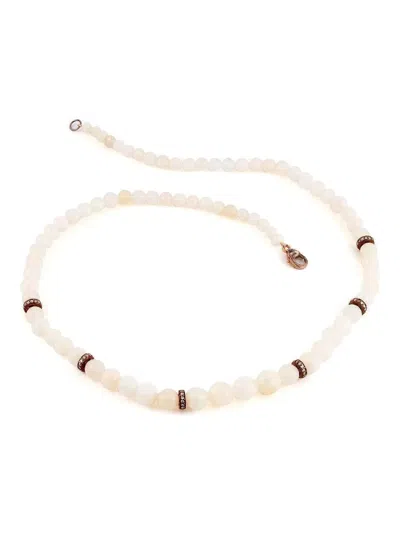 Sylva & Cie 14k Rose Gold Rondelle Opal And Diamond Necklace In Neutral