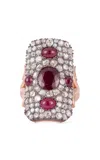 Sylva & Cie 14k Rose Gold Ruby And Old Euro Cut Diamond Ten Table Ring In Red