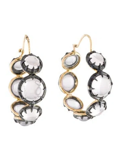 Pre-owned Sylva & Cie 18k 20.50ctw Rose Quartz Hoop Earrings In Multi