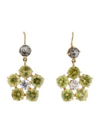Pre-owned Sylva & Cie 18k 2.70ctw Sphene & Diamond Drop Earrings In Multi