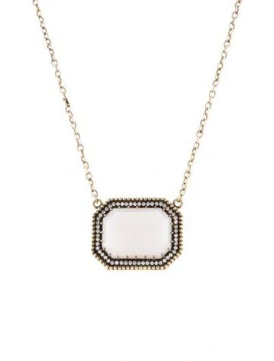 Pre-owned Sylva & Cie 18k Diamond & Chalcedony Pendant Necklace, 19" In Multi