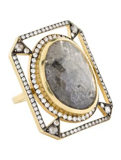 Pre-owned Sylva & Cie 18k Diamond Square Cocktail Ring In Multi