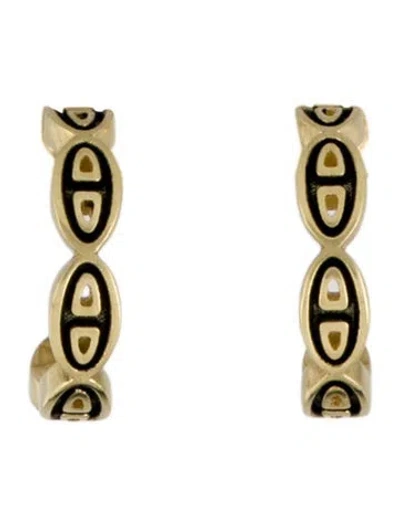 Pre-owned Sylva & Cie 18k Mini Link Huggie Earrings In Black