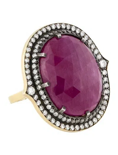 Pre-owned Sylva & Cie 18k Ruby & Diamond Cocktail Ring In Multi