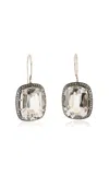Sylva & Cie 18k White Gold Cushion Cut Rock Crystal Earrings