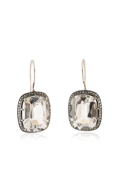 Sylva & Cie 18k White Gold Cushion Cut Rock Crystal Earrings