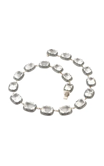 Sylva & Cie 18k White Gold Cushion Cut Rock Crystal Riviere