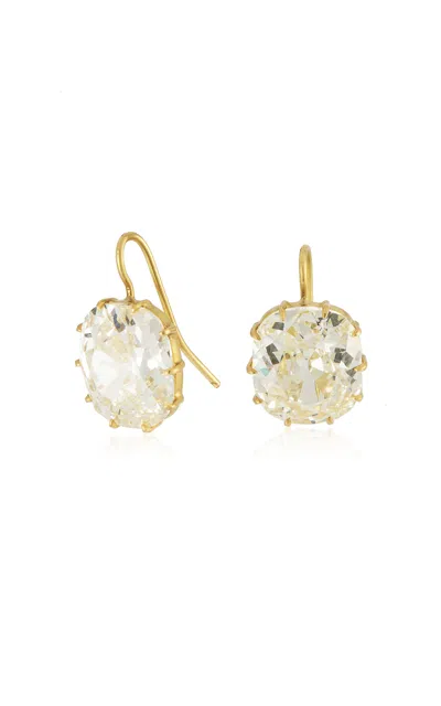 Sylva & Cie 18k Yellow Gold Antique Old Cushion Cut Diamond Bomb Earrings In White