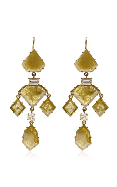 Sylva & Cie 18k Yellow Gold Diamond Earrings In Brown
