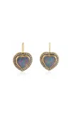 Sylva & Cie 18k Yellow Gold Heart Shape Opal Earrings In Blue