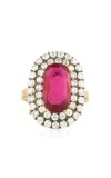 Sylva & Cie 18k Yellow Gold Thain Ruby Ring With Old Euro Cut Diamonds In Red