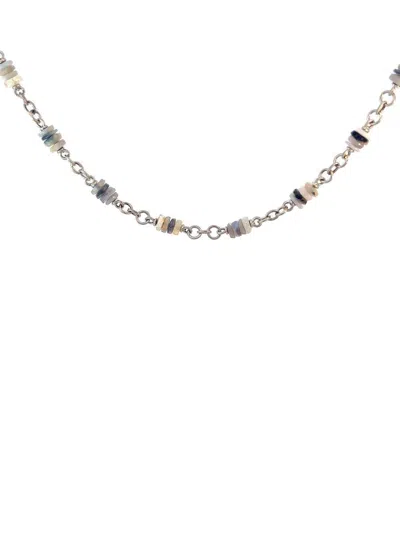 Sylva & Cie 18kt White Gold Beaded Opal Necklace In Metallic