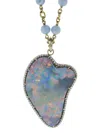 Sylva & Cie Large Opal And Round Brilliant Cut Diamond Pendant In Gold