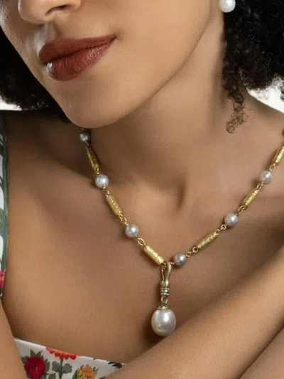 Sylva & Cie Diamond And Pearl Drop Earrings In Transparent