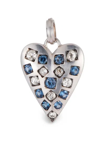 Sylva & Cie Diamond And Sapphire Heart Pendant In Multi