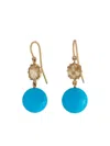 Sylva & Cie Diamond And Turquoise Rough Slice Earrings In Gold