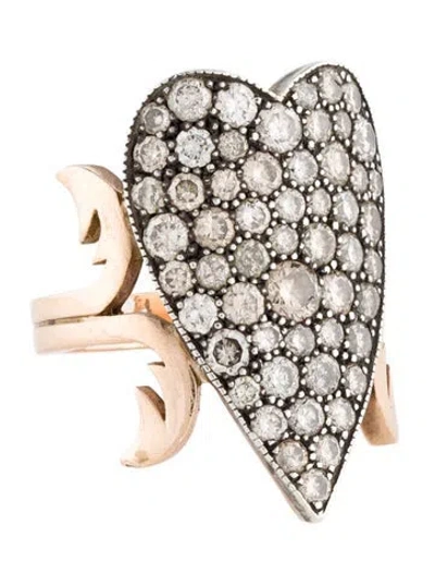 Pre-owned Sylva & Cie Diamond Heart Ten Table Cocktail Ring In Multi