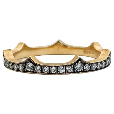 Pre-owned Sylva & Cie Diamond Rose Gold Crown Eternity Ring 14k Thorn Tiara Stacking Ring In Red