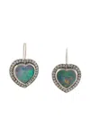 Sylva & Cie Heart Opal And Diamond Earrings In Silver