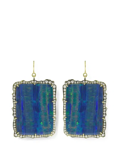 Sylva & Cie Opal And Diamond Drop Earrings In Multi