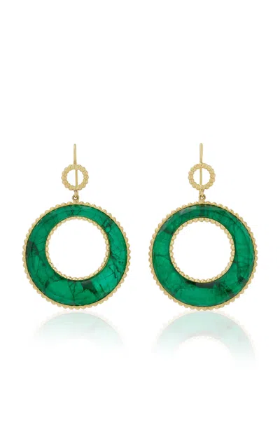 Sylva & Cie Caviar 18k Yellow Gold Emerald; Mother-of-pearl Earrings