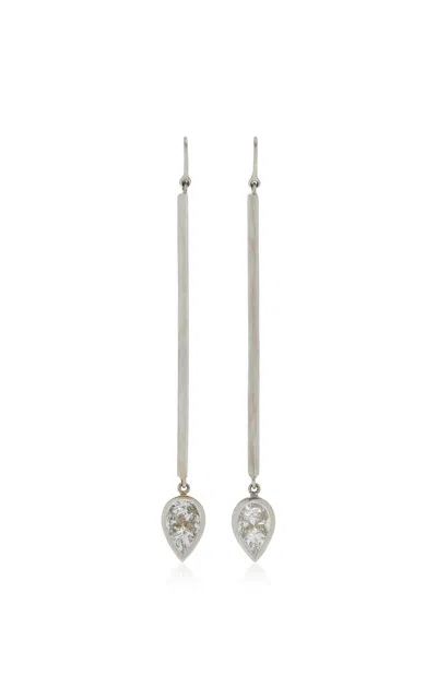 Sylva & Cie Mosaic 18k White Gold Diamond Earrings In Metallic