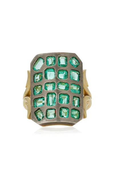 Sylva & Cie Short Ten Table 18k Yellow Gold Emerald Ring