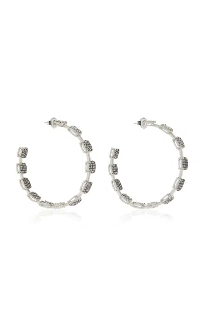 Sylva & Cie Ten Table 18k White Gold Diamond Hoop Earrings In Metallic