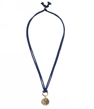 Sylvia Benson Disc Cord Necklace In Ying Yang In Black