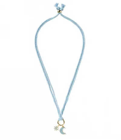 Sylvia Benson Women's Cord Necklace In Moon And Starburst In Blue