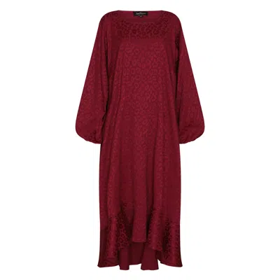 Sylvia Piechulla Women's Aphrodite Red Burgundy Leopard Jacquard Midi Dress - Inclusive Plus Size Up To Uk 22/ Us 18
