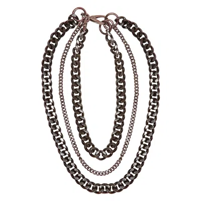 Sylvia Piechulla Women's Black / Grey Black Chunky 3-tier Aluminium Metal Chain Necklace - Cleopatra In Silver