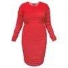 Sylvia Piechulla Women's Boudicca Cardinal Red Ruched Midi Dress - Inclusive Plus Size Up To Uk 18/ Us 14 In Red