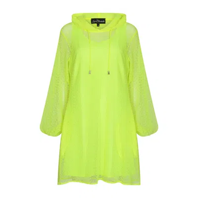 Sylvia Piechulla Women's Green / Yellow / Orange Aphrodite Neon Lime  Holiday Resort Midi Dress With Hoodie - Inclusi In Green/yellow/orange