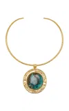 Sylvia Toledano 18k Gold Plated Azurite Stone Necklace