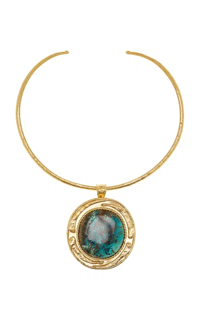 Sylvia Toledano 18k Gold Plated Azurite Stone Necklace