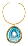 Sylvia Toledano 18k Gold Plated Blue Agate Necklace