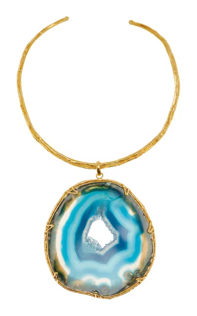 Sylvia Toledano 18k Gold Plated Blue Agate Necklace