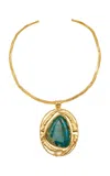 Sylvia Toledano 18k Gold Plated Chrysocolla Necklace In Brown